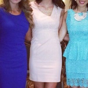 Black Halo dusty pink interview dress